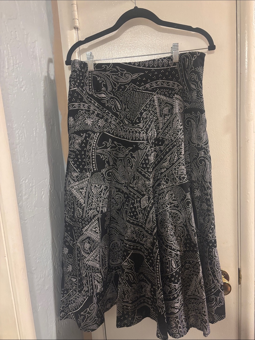 Charter Club Black & White Paisley A-Line Skirt